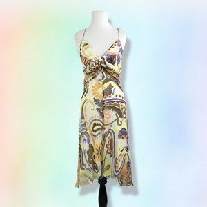 Milly NY 6 Dress Floral Silk Spaghetti Straps V Neck Flowy‎ Party Cocktail